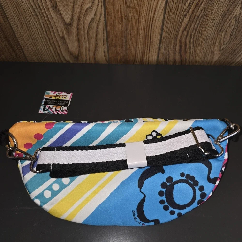 Brighton Graffiti Love Crossbody Belt‎ Bag Womens Small Multicolor Canvas Travel